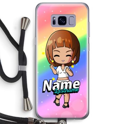 Chibi Maker vrouw: Samsung Galaxy S8 Plus Transparant Hoesje met koord
