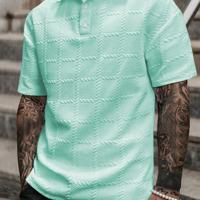 Bon&Bon Homme Heren Poloshirt - Grijs Casual Shirt met Textuur Munt groen / M