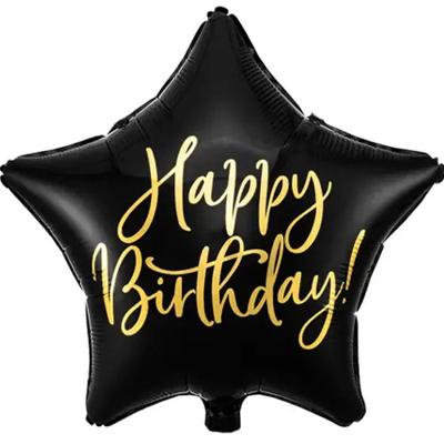 'Ballon 'Happy Birthday' Ster Zwart' kopen? | FOR YOU GIFTS