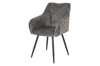Draaistoel AVIGNON 360° met armleuningen chenille stof grijs en zwarte poten - 46469