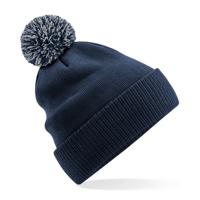 Beechfield Wintermuts met gekleurde Pompon - donkerblauw - 100% polyester - volwassenen