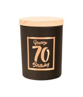 Paperdreams Geurkaars klein roze/zwart - 70 jaar