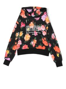 MSGM Kids hoodie à fleurs - Noir