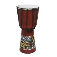 Bongo drums/trommel handgemaakt  - hoogte 40 cm - met Afrikaanse print   - - thumbnail