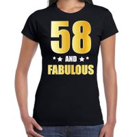 58 and fabulous verjaardag cadeau t-shirt / shirt goud 58 jaar zwart voor dames