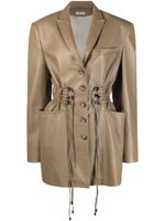 The Mannei robe-blazer Irbid en cuir - Marron