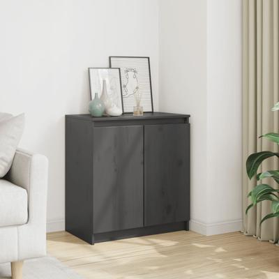Bijzetkast 60x36x65 cm massief grenenhout grijs