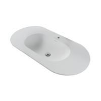 Wastafel BWS Benthe Met Overloop 1 Kraangat 100x1.2x52.5 cm Mat Wit
