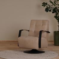 Leren industriële draaifauteuil Mind - Kenia Leer Taupe - Frame zwart - Schotelvoet zwart