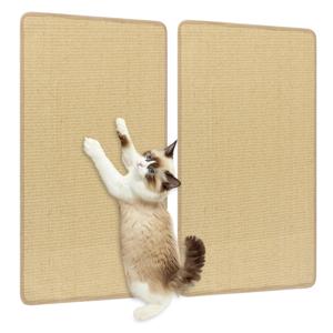 2 Stuks Krabplank Muur Krabmat Kat 80 x 50 cm Sisal Kattentapijt Zelfklevende Sisal mat voor Tapijt Natuur