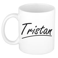 Tristan Naam koffiemok - beker - met sierlijke letters - wit - 300 ml - Cadeau - Heren