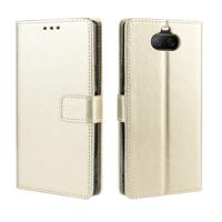 Voor Sony Xperia 8 retro Crazy Horse textuur horizontale Flip leergeval met houder & kaartsleuven & fotolijstjes (goud)