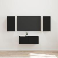 Tv-meubelset Wandgemonteerd 6 pcs Zwart Bewerkt hout