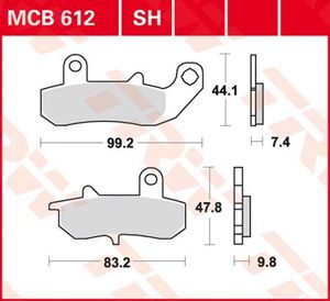 TRW Remblokken, en remschoenen voor de moto, MCB612 Allround organisch