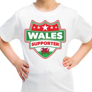 Welsh / Wales schild supporter t-shirt wit voor kinderen