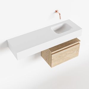 Toiletmeubel Mondiaz Andor | 100 cm | Meubelkleur Washed oak | Lex vrijhangend wastafel Talc Rechts | Zonder kraangat