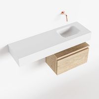 Toiletmeubel Mondiaz Andor | 100 cm | Meubelkleur Washed oak | Lex vrijhangend wastafel Talc Rechts | Zonder kraangat