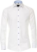 Venti Heren Overhemd Wit Kamille Contrast Oxford Kent Modern Fit - thumbnail
