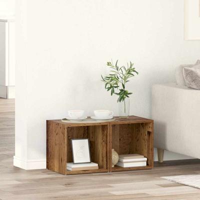 TV-kast met opslag 2 pcs Bruin 37 x 35 x 37 cm Bewerkt hout
