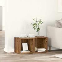 TV-kast met opslag 2 pcs Bruin 37 x 35 x 37 cm Bewerkt hout