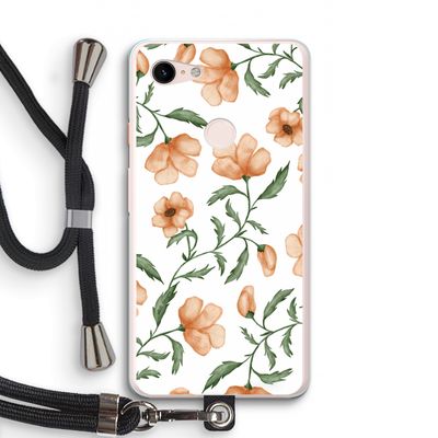 Peachy flowers: Pixel 3 XL Transparant Hoesje met koord