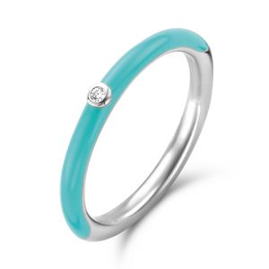 TI SENTO-Milano 12225TQ Ring zilver-kleursteen-zirconia turquoise-wit Maat 48