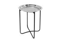 Side table CASABLANCA 50cm antique silver hammer stroke design afneembaar blad - 44352