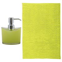 MSV badkamer droogloop mat - Bolzano - 40 x 60 cm - met bijpassende kleur zeeppompje - limegroen