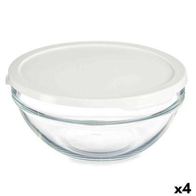 Ronde Lunchtrommel met Deksel Pasabahce 1113327-53573 Chefs Wit 1,7 L (4 Stuks)