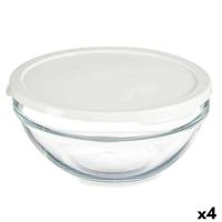 Ronde Lunchtrommel met Deksel Pasabahce 1113327-53573 Chefs Wit 1,7 L (4 Stuks)