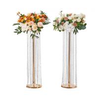 VEVOR Set van 2 bloemenkrukjes 20x20x90cm bloemenstandaard ijzeren bijzettafel moderne kristallen vaas goud galvaniseren plantenkruk plantenstandaard metalen standaard voor decoratie van bars hotels café's