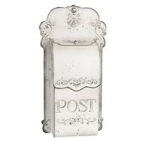 HAES DECO - Brievenbus vintage wit metaal met ornamenten en tekst ""POST"", formaat 24x8x46 cm - thumbnail