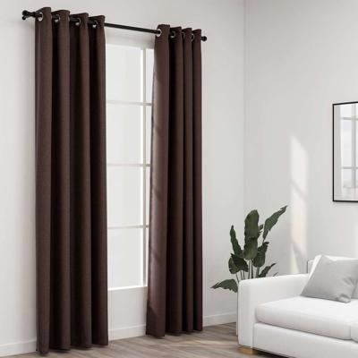 VidaXL Gordijnen linnen-look verduisterend ogen 2 st 140x245 cm taupe