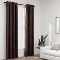 VidaXL Gordijnen linnen-look verduisterend ogen 2 st 140x245 cm taupe