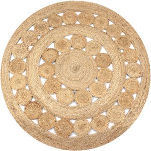 VidaXL Tapijt met ontwerp rond 120 cm gevlochten jute