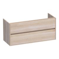 Brauer Adore - Onderkast - 120 cm - met 2 Softclose Lades Greeploos en 2 Sifon Uitsparingen - Lamellen Eiken Wit