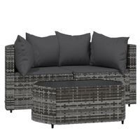 The Living Store Loungeset Hoekbank Grijs - PE-rattan - Gehard glas - Modulair ontwerp - Comfortabele zitervaring - - thumbnail