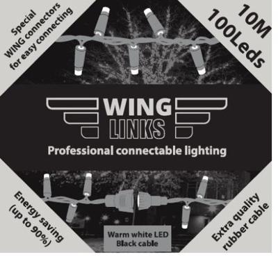 Koppelverlichting 230Volt ijspegellichten 100 led lampjes warm wit H 0,7 m x B 2 m WITTE Kabel Winglinks Silver Ledwin - Ledwin