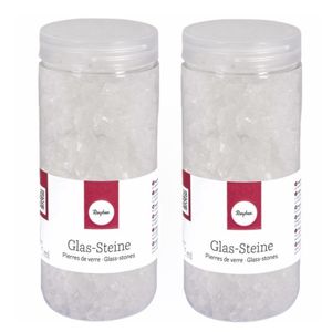 2x potjes transparante decoratie steentjes glas 475 ml