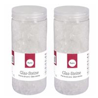 2x potjes transparante decoratie steentjes glas 475 ml