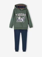 Set sport sweater met capuchon en jogging van fleece voor jongens gemêleerd groen - thumbnail