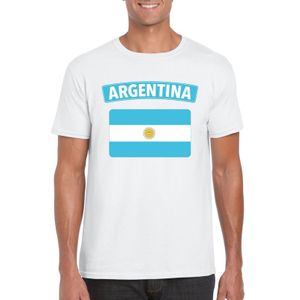 T-shirt met Argentijnse vlag wit heren