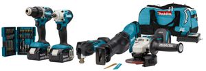 Makita DLX5068TX1 | 18 V Combiset |  DDF484 | DTD156 | DGA504 | DJR186 | DTM51 | 5,0 Ah accu's (2 st.) | Bitset | Snellader | Tas - DLX5068TX1