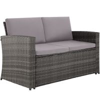 tectake® - Wicker zitgroep loungeset tuinset Lucca - 1 bank/2 stoelen/1 tafel met glasplaat - grijs - 404918 - thumbnail