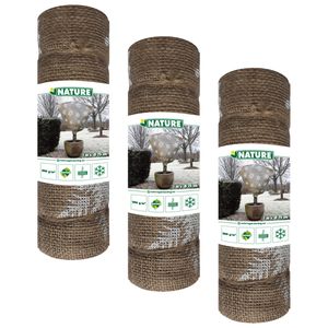 Plantenhoes jute - 3x stuks - H100 x D75 cm - naturel - wintermotief - anti-vorst beschermhoes