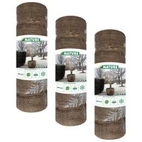 Plantenhoes jute - 3x stuks - H100 x D75 cm - naturel - wintermotief - anti-vorst beschermhoes