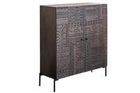 Highboard TRIBAL 120cm 3D antieklook mangohout donkerbruin - 45996