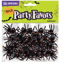 Nep spinnen - 36x stuks - zwart - 5 x 4 cm - halloween - horror - feestdecoratie