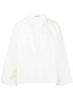 Saint Laurent chemise en lin à col v - Blanc