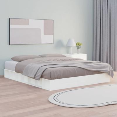 Bedframe massief hout wit 200x200 cm